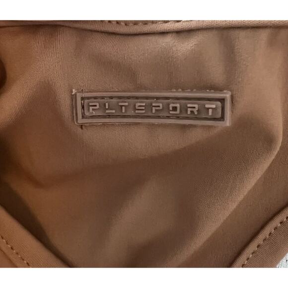 PrettyLittleThing Sport Crop Top Size S Cocoa Brown Short Sleeve Open Back - Picture 5 of 7